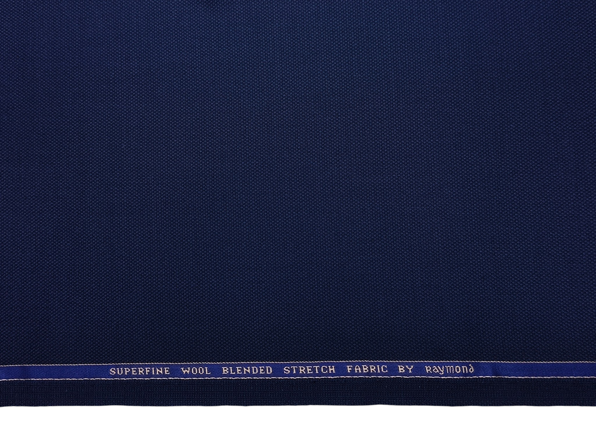 Raymond Superfine Wool Blend Stretched Premium Suiting Fabric (Navy Blue, Textured)