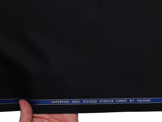 Raymond Superfine Wool Blend Stretched Premium Suiting Fabric (Black, Textured)