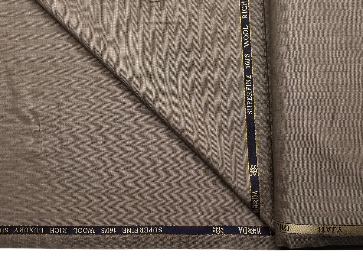 Georgia Gullini Italy Re Della Moda 70% Wool Super 160s Wool Blended Premium Suiting Fabric (Beige, Herringbone)