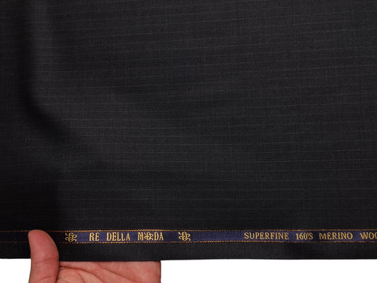 Georgia Gullini Italy Re Della Moda Super 160s Merino Wool Blended Premium Suiting Fabric (Charcoal Grey, Pinstripes)