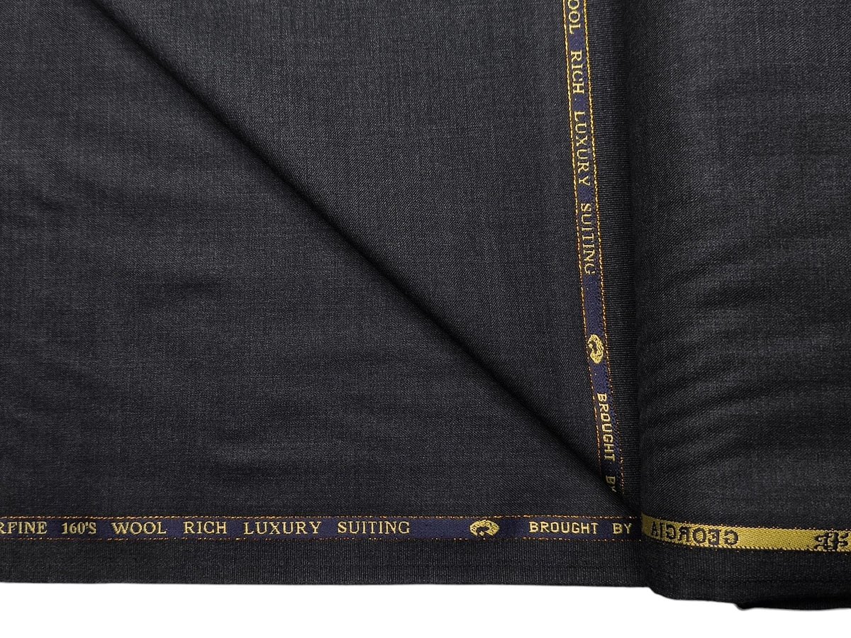 Georgia Gullini Italy Re Della Moda 70% Wool Super 160s Wool Blended Premium Suiting Fabric (Charcoal Grey, Plain)