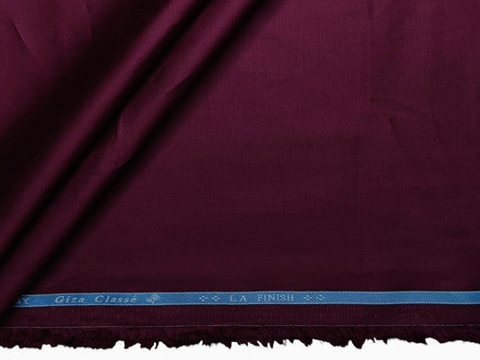 Giza Classé 100% Giza Cotton Premium Shirting Fabric (Dark Maroon, Plain)