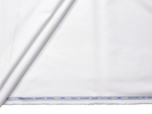 Tessitura Monti Single 100s Premium Giza Cotton Shirting Fabric (White , Plain)