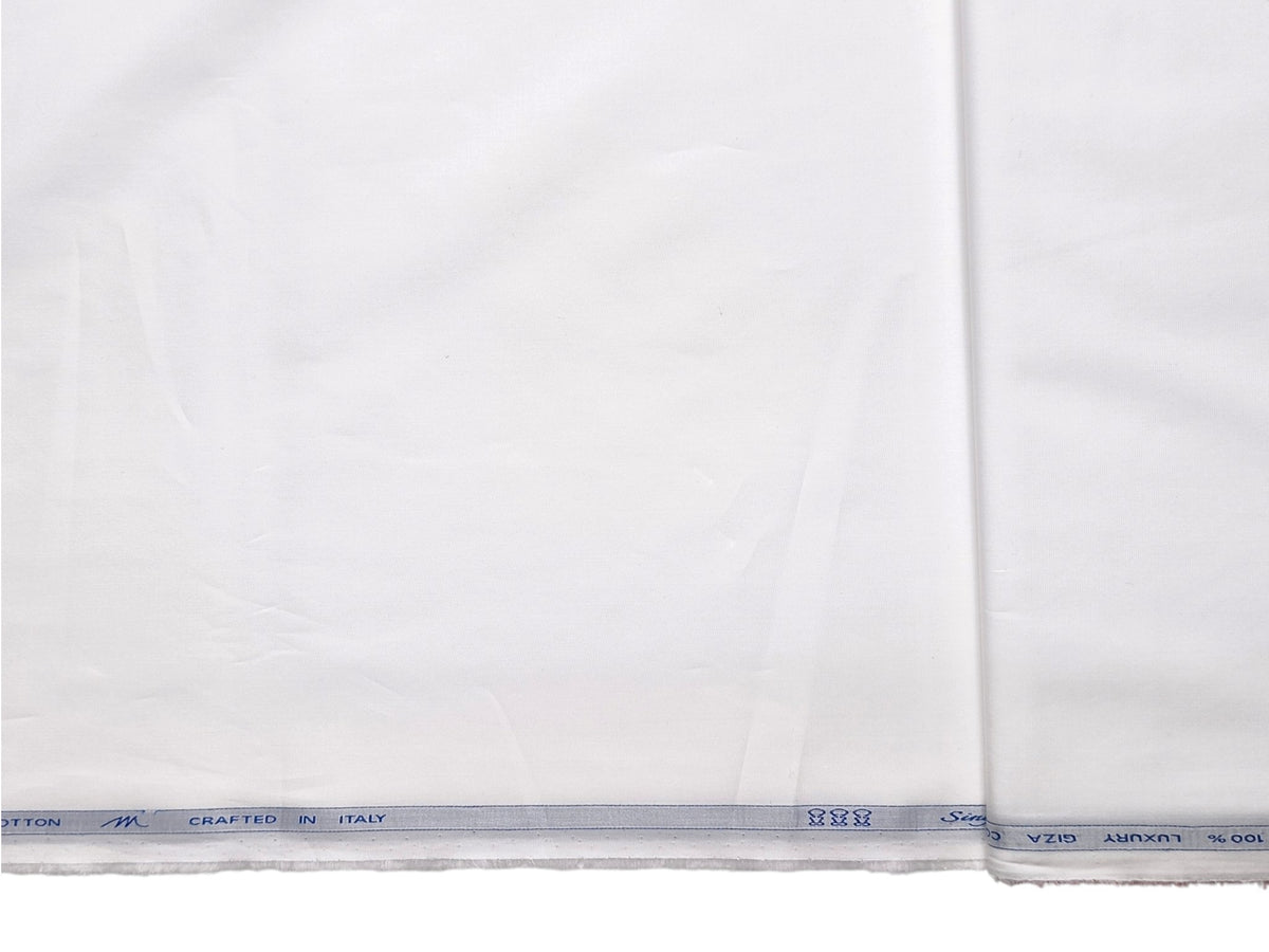 Tessitura Monti Single 100s Premium Giza Cotton Shirting Fabric (White , Plain)