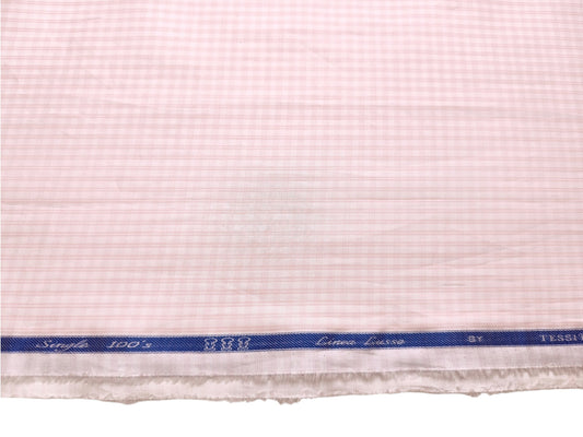 Tessitura Monti Single 100s Premium Giza Cotton Shirting Fabric (Light Pink , Checks)