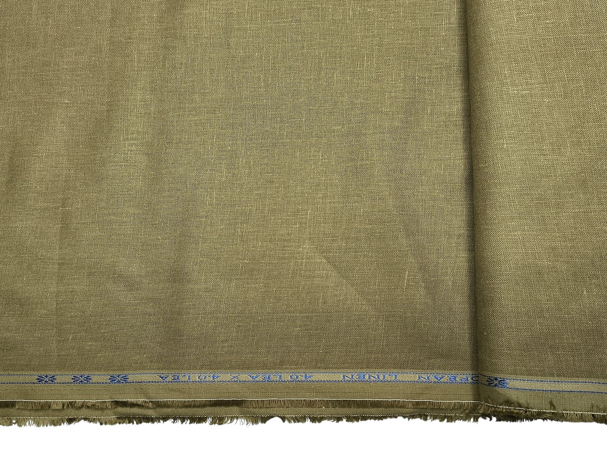 100% Pure European Linen 40 LEA Shirting Fabric (Dusty Olive Green, Plain)