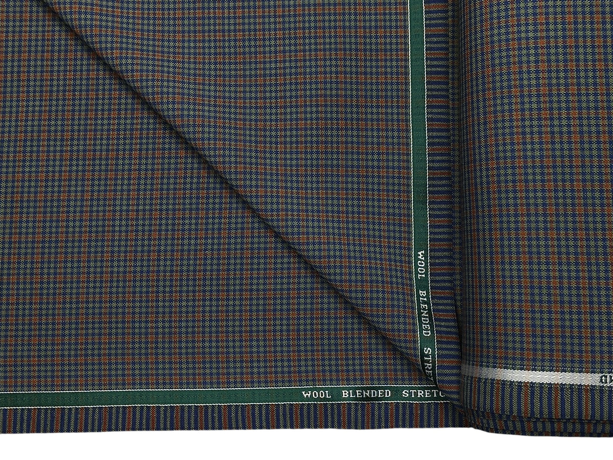 Raymond Wool Blend Stretched Premium Suiting Fabric (Multicolour, Checks)