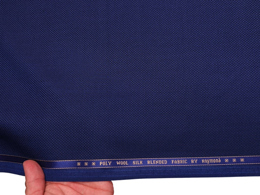 Raymond Wool Silk Blended Premium Suiting Fabric (Royal Blue, Self Pattern)