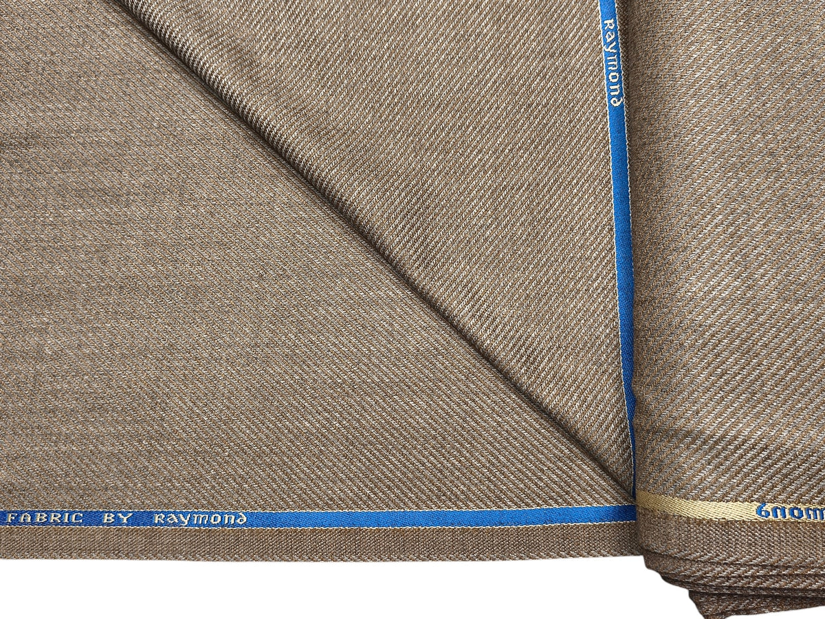 Raymond Wool Blended High GSM Suiting Fabric (Light Brown, Twill Weave)