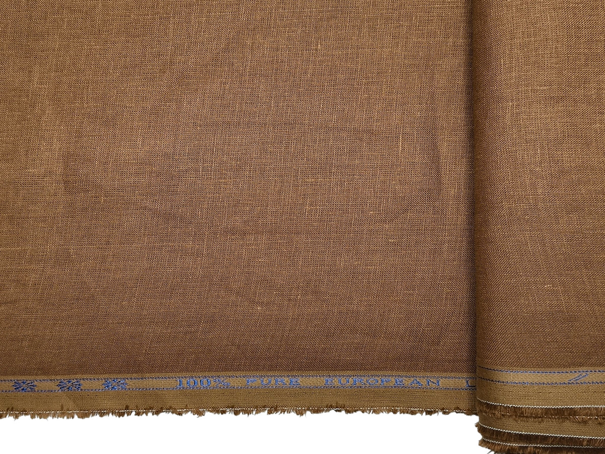 100% Pure European Linen 40 LEA Shirting Fabric (Camel Tan, Plain)