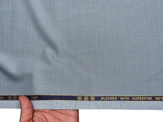 Georgia Gullini Italy Super 90s Superfine Merino Wool Blended Premium Suiting Fabric (Light Blue, Microchecks)