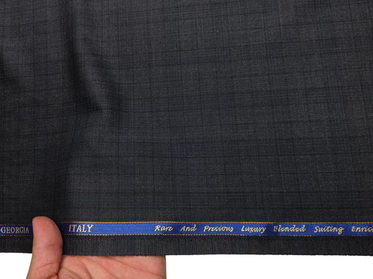 Georgia Gullini Italy Urbane Collection 70% Wool Super 120s Premium Suiting Fabric (Charcoal Grey, Checks)
