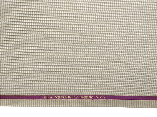 Raymond Veltrano Polyester Viscose Blended Premium Suiting Fabric (Light Beige, Houndstooth)