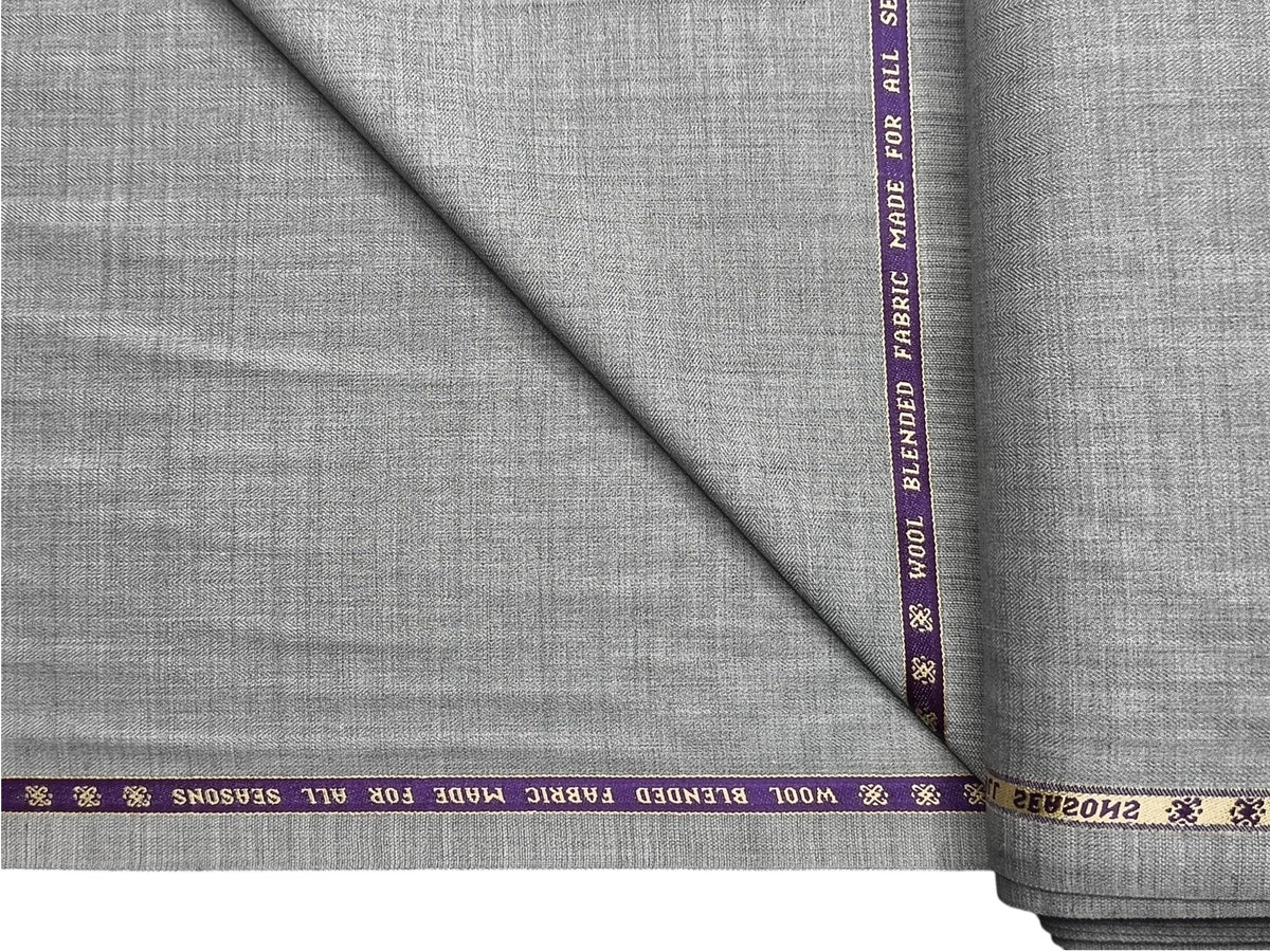 Raymond Connell Wool Blended Premium Suiting Fabric (Light Grey, Self Herringbone)