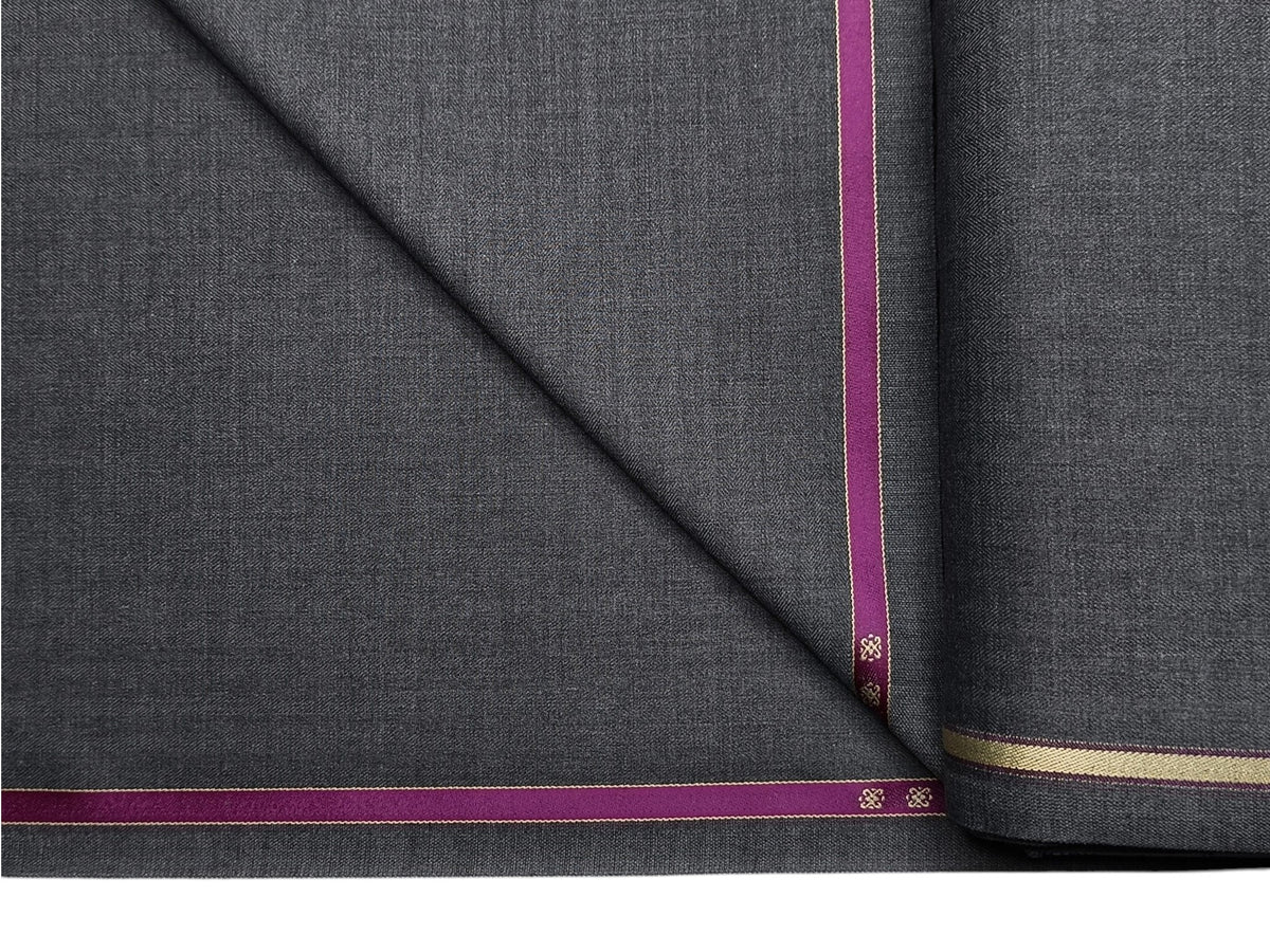 Raymond Connell Wool Blended Premium Suiting Fabric (Dark Grey, Self Herringbone)