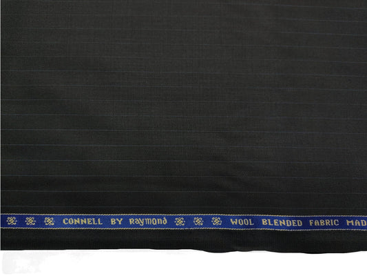 Raymond Connell Wool Blended Premium Suiting Fabric (Black, Pinstripes)