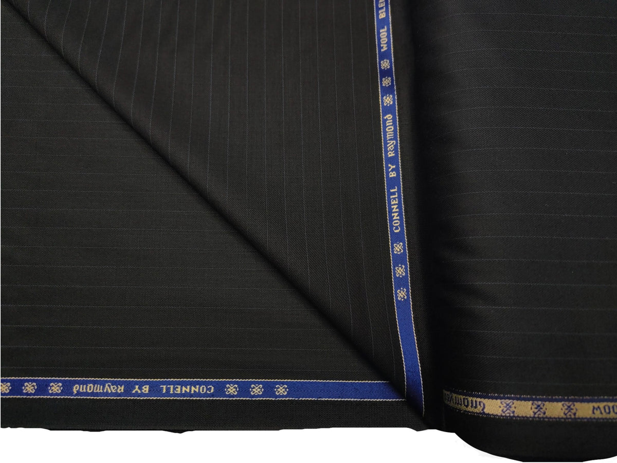 Raymond Connell Wool Blended Premium Suiting Fabric (Black, Pinstripes)