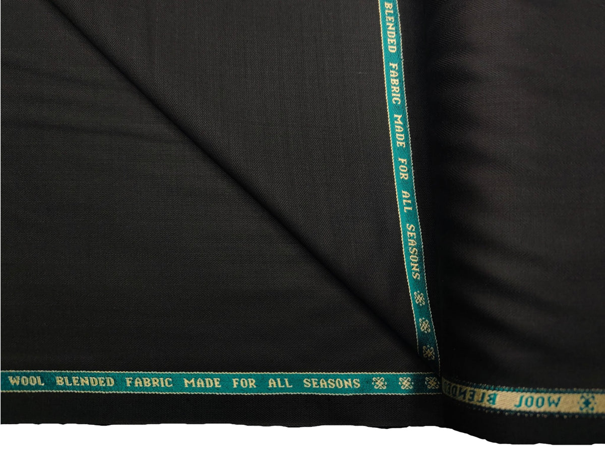 Raymond Connell Wool Blended Premium Suiting Fabric (Black, Self Herringbone)