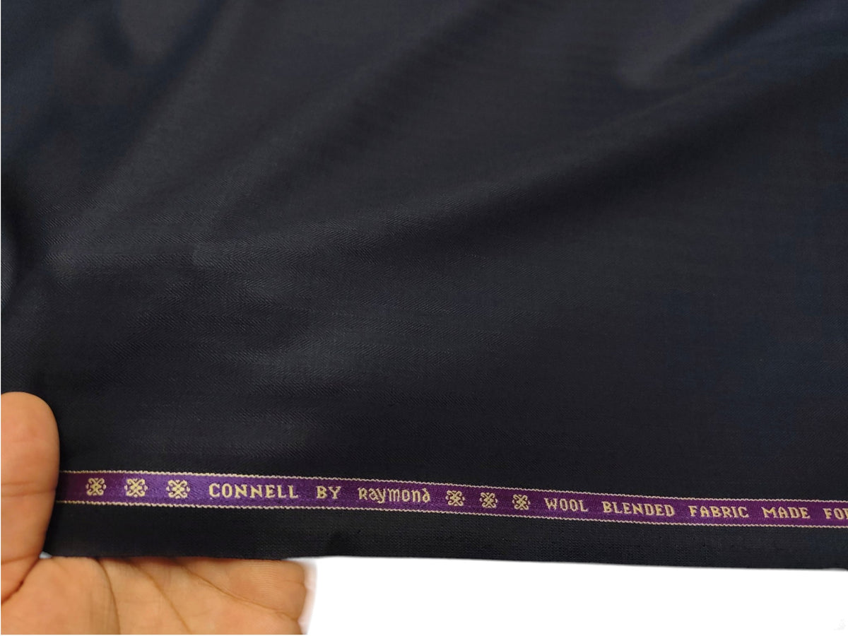 Raymond Connell Wool Blended Premium Suiting Fabric (Navy Blue, Self Herringbone)