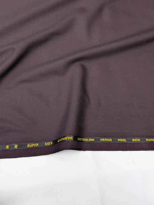 Cavalero Italy Merino Wool Blend Super 120s Unstitched Suiting Fabric (Wine)