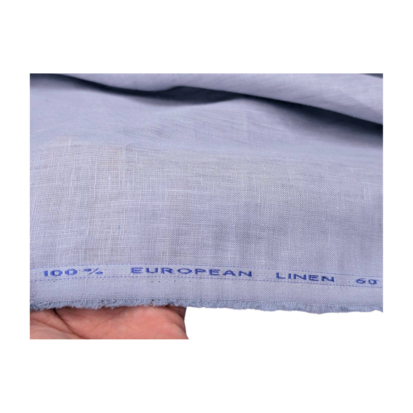 100% European Linen Shirt Fabric (Pastel Blue) - 60 LEA