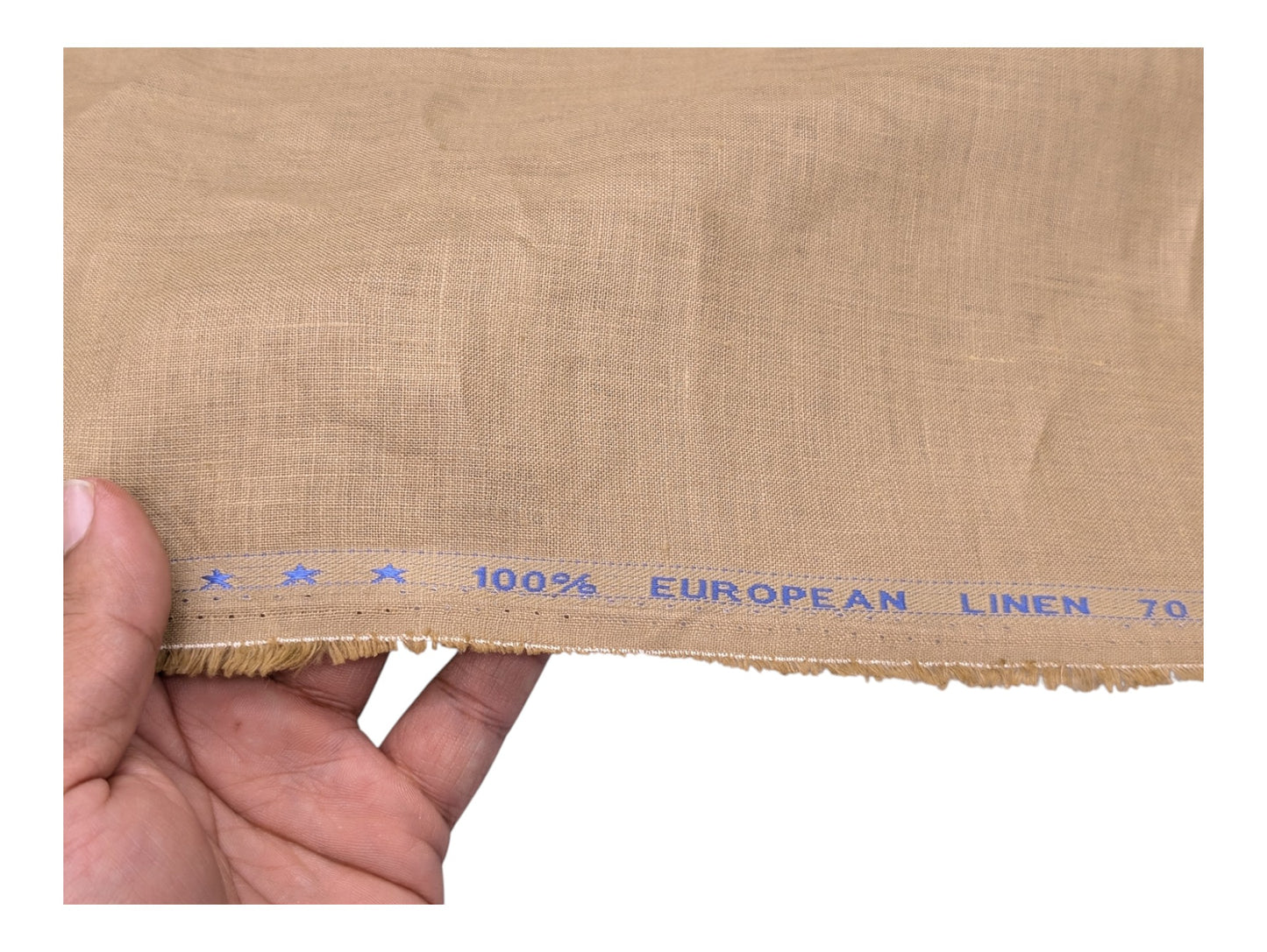 100% European Linen Shirt Fabric (Camel Brown) - 60 LEA