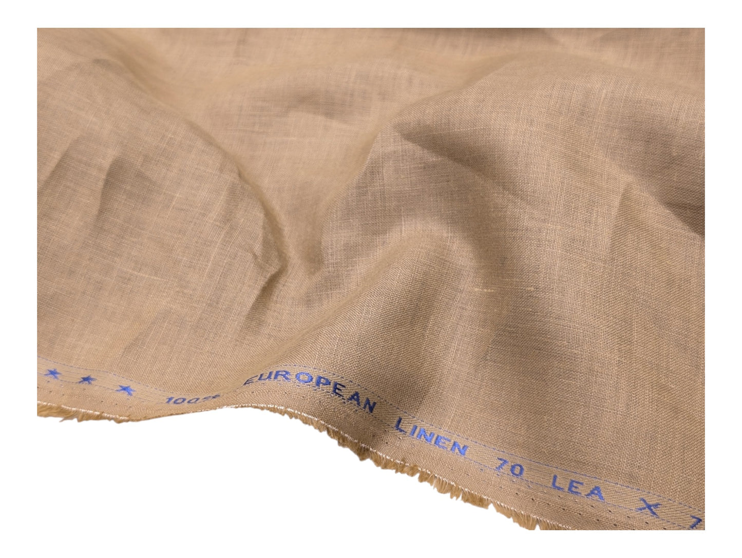 100% European Linen Shirt Fabric (Camel Brown) - 60 LEA