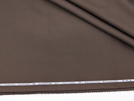Arvind 100% Cotton Stretched Suiting Fabric (Coffee Brown)
