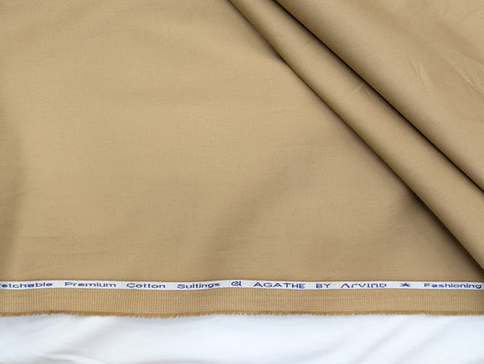 Arvind 100% Cotton Stretched Suiting Fabric (Camel Brown)