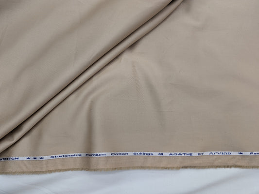 Arvind 100% Cotton Stretched Suiting Fabric (Beige)