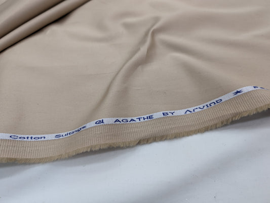 Arvind 100% Cotton Stretched Suiting Fabric (Beige)