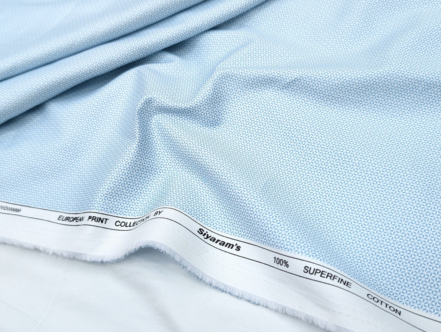 Siyaram's 100% Premium Cotton Printed Shirting Fabric (Light Blue)