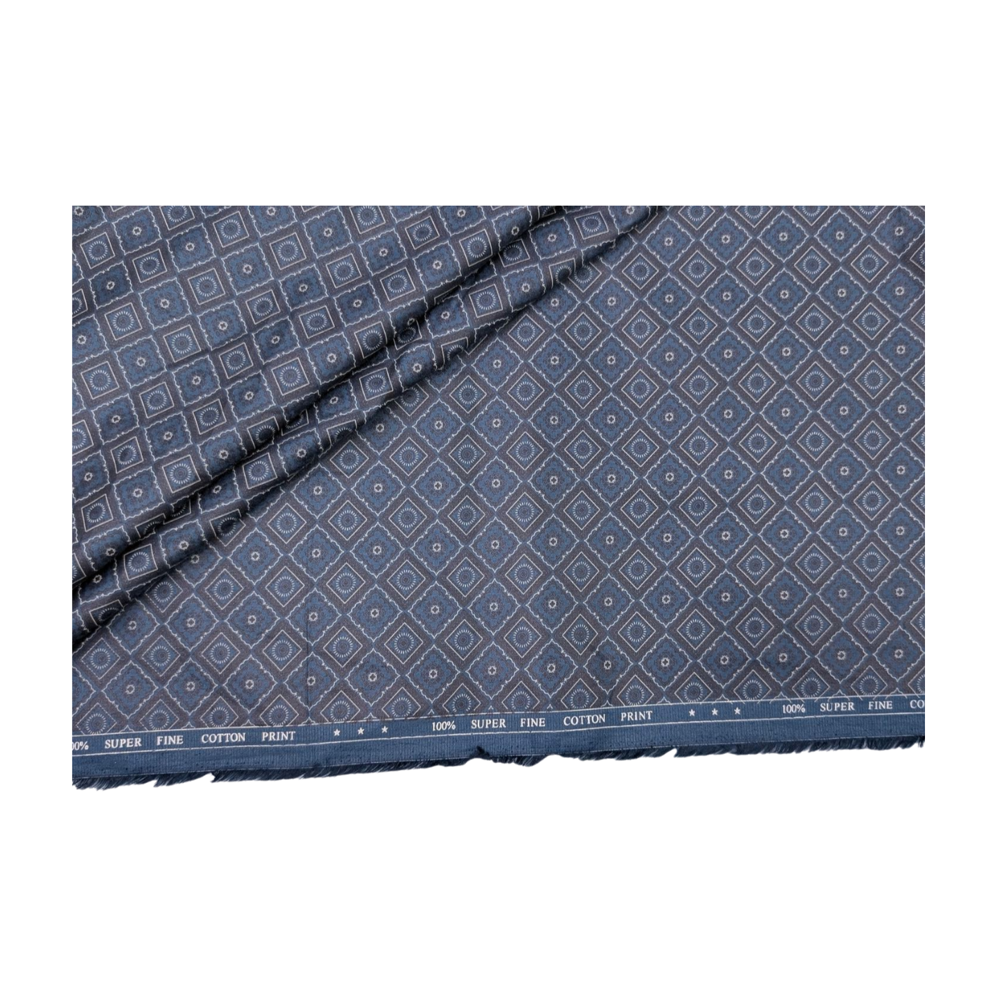 Solino 100% Premium Cotton Printed Shirting Fabric (Blue)