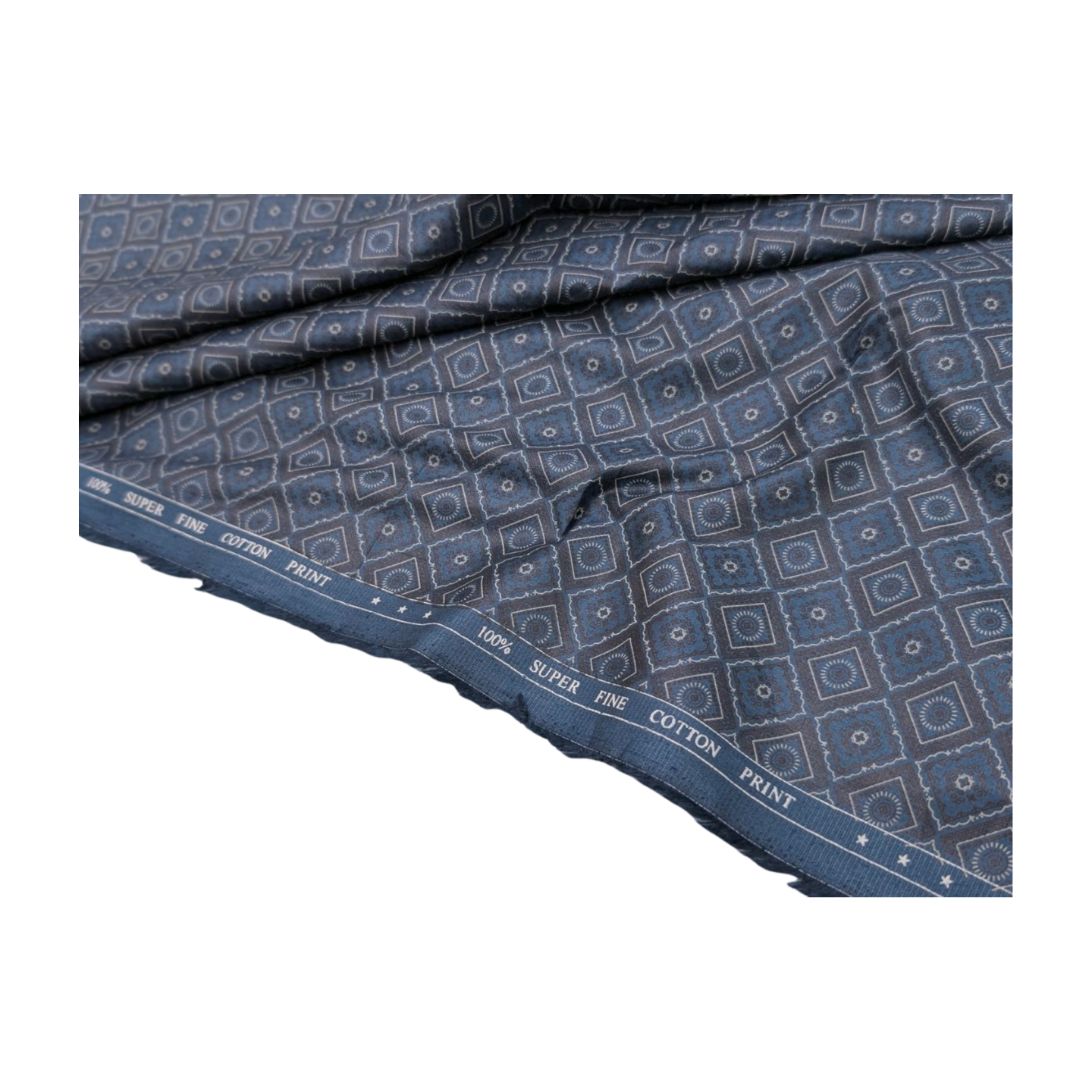 Solino 100% Premium Cotton Printed Shirting Fabric (Blue)