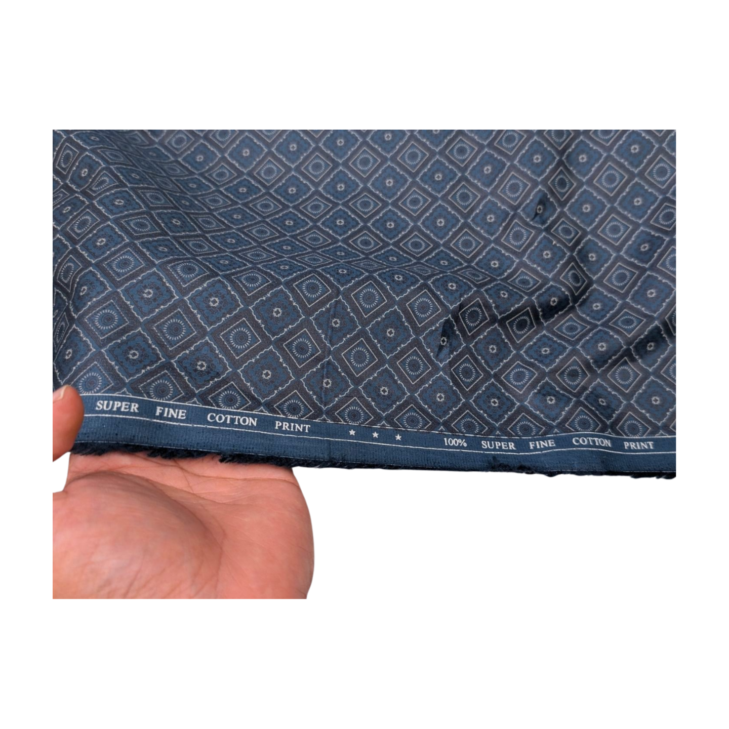 Solino 100% Premium Cotton Printed Shirting Fabric (Blue)
