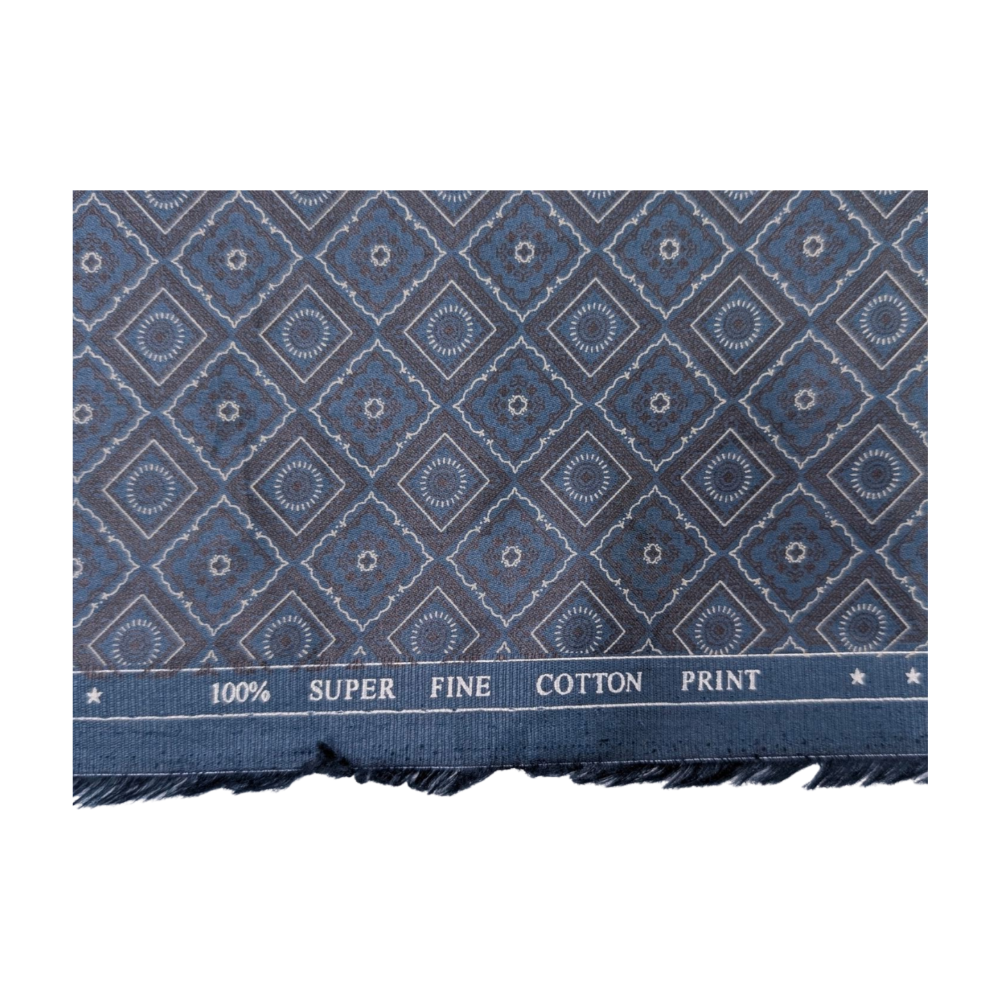Solino 100% Premium Cotton Printed Shirting Fabric (Blue)
