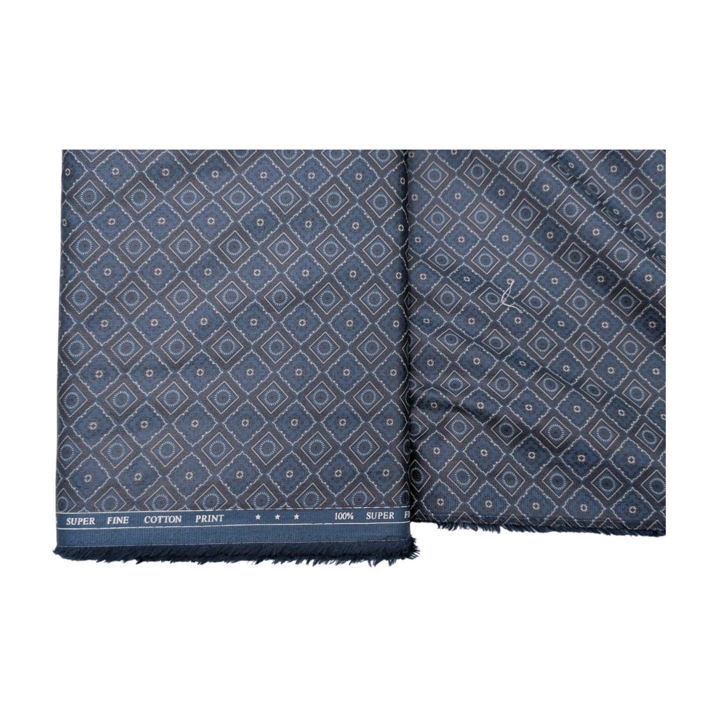 Solino 100% Premium Cotton Printed Shirting Fabric (Blue)