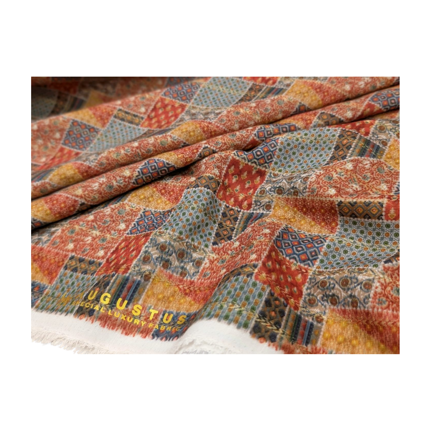 Augustus Cotton Blend Exclusive Printed Kurta Fabric (Red)