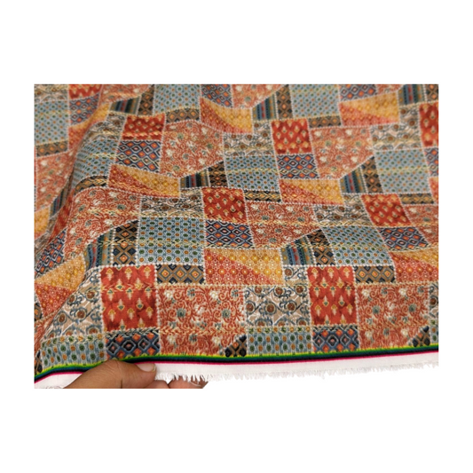 Augustus Cotton Blend Exclusive Printed Kurta Fabric (Red)