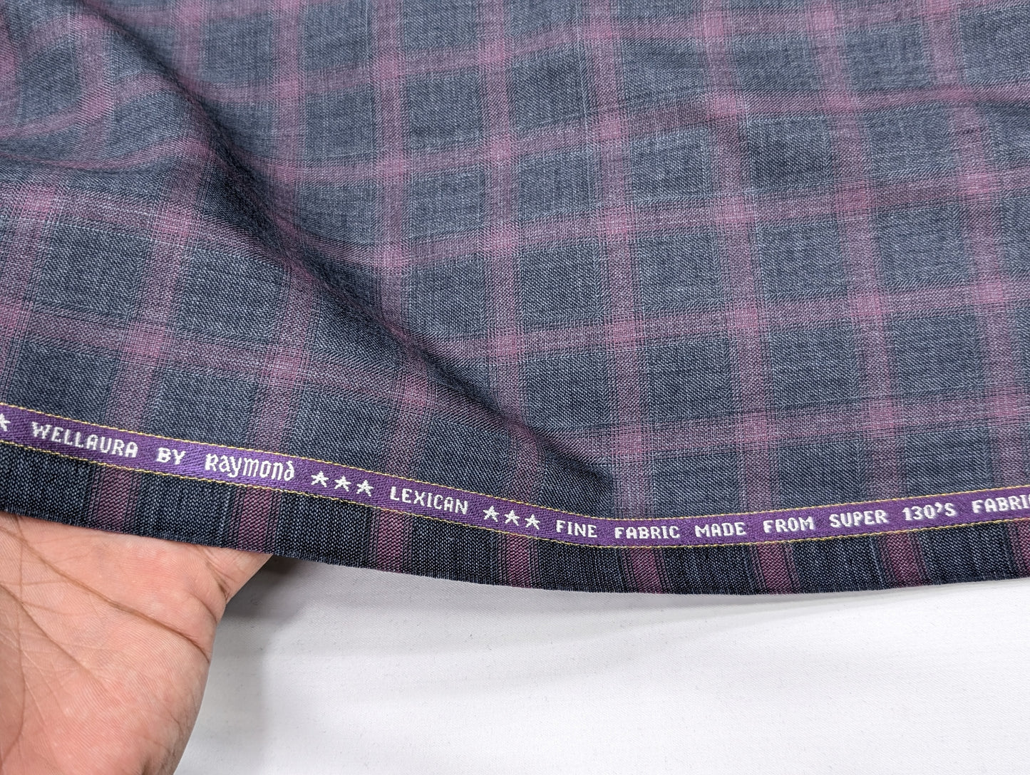 Raymond Wool Blend Super 130s Checkered Unstitched Suiting Fabric