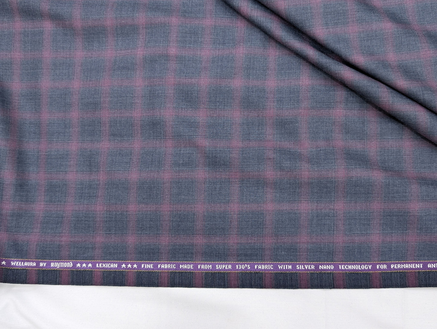Raymond Wool Blend Super 130s Checkered Unstitched Suiting Fabric