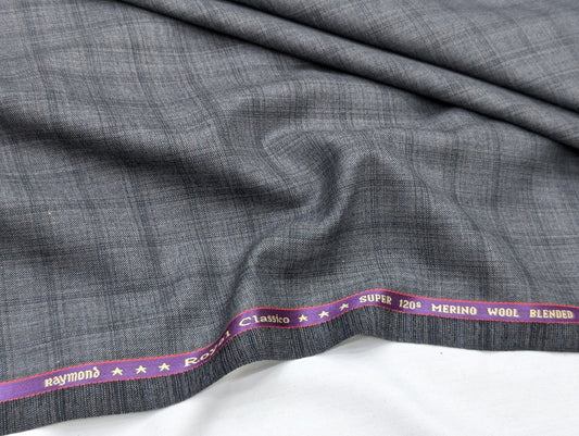 Raymond Merino Wool Blend Super 120s Unstitched Suiting Fabric (Steel Grey)