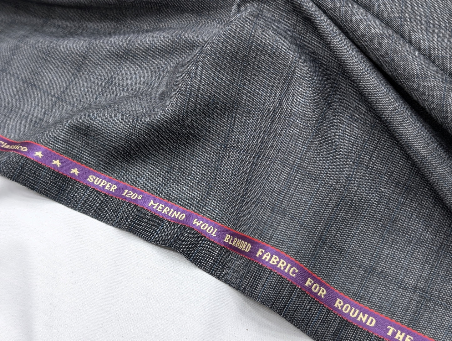 Raymond Merino Wool Blend Super 120s Unstitched Suiting Fabric (Steel Grey)