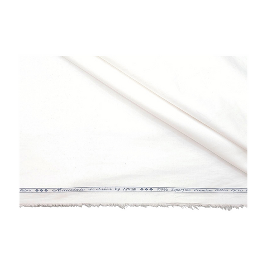 Arvind 100% Superfine Premium Cotton Lycra Shirting Fabric (White)