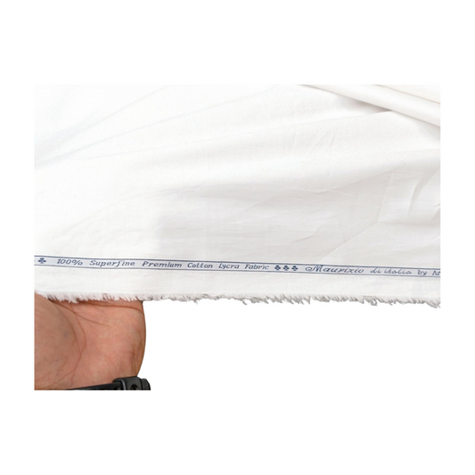 Arvind 100% Superfine Premium Cotton Lycra Shirting Fabric (White)