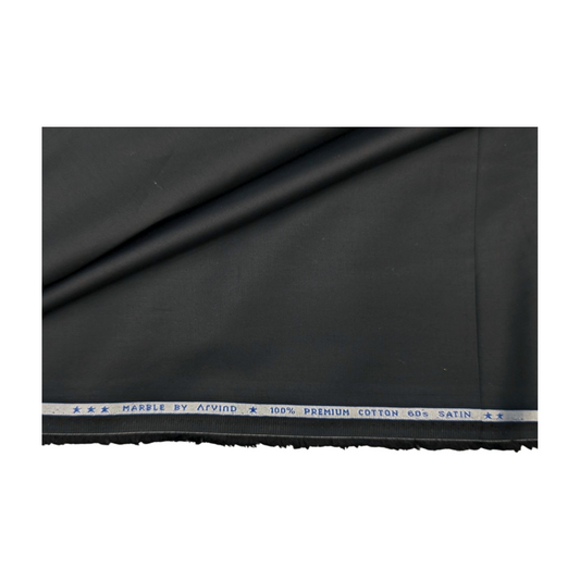 Arvind 100% Premium 60s Satin Cotton Shirting Fabric (Black)