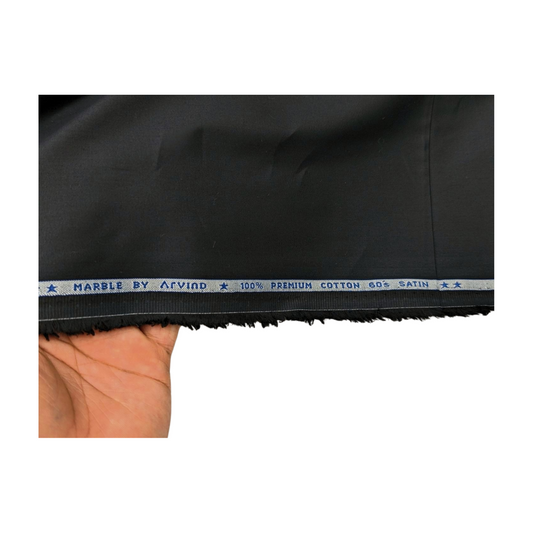 Arvind 100% Premium 60s Satin Cotton Shirting Fabric (Black)
