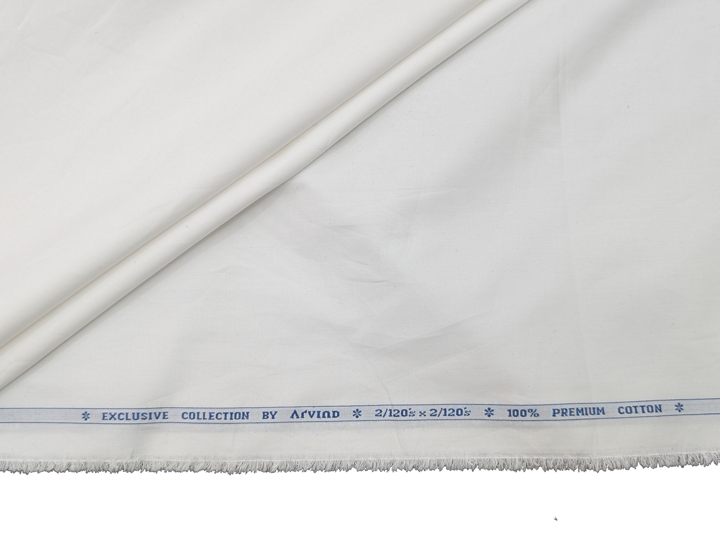 Arvind Exclusive Collection – 2/120s Premium Cotton Shirting Fabric (White)