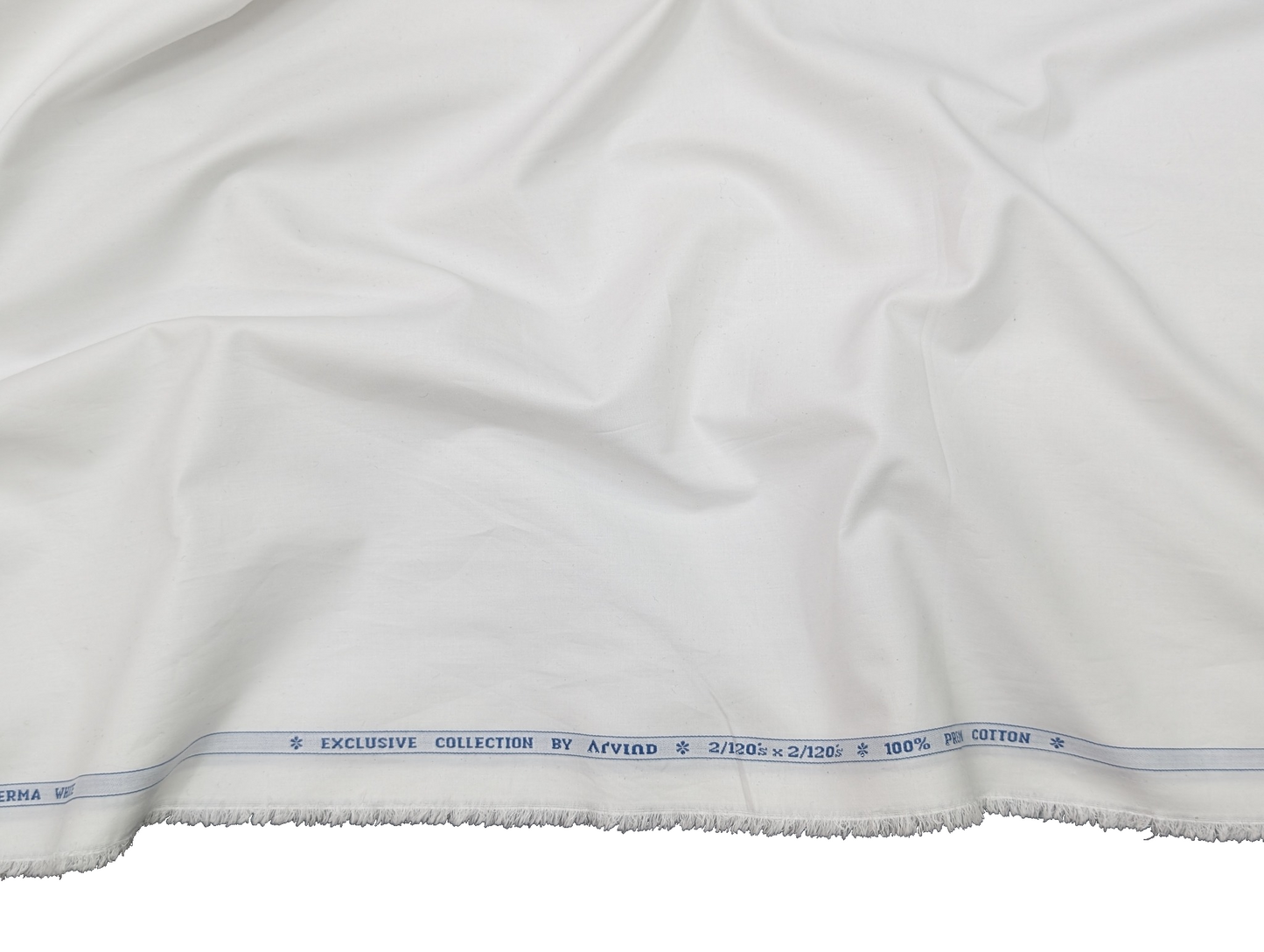 Arvind Exclusive Collection – 2/120s Premium Cotton Shirting Fabric (White)