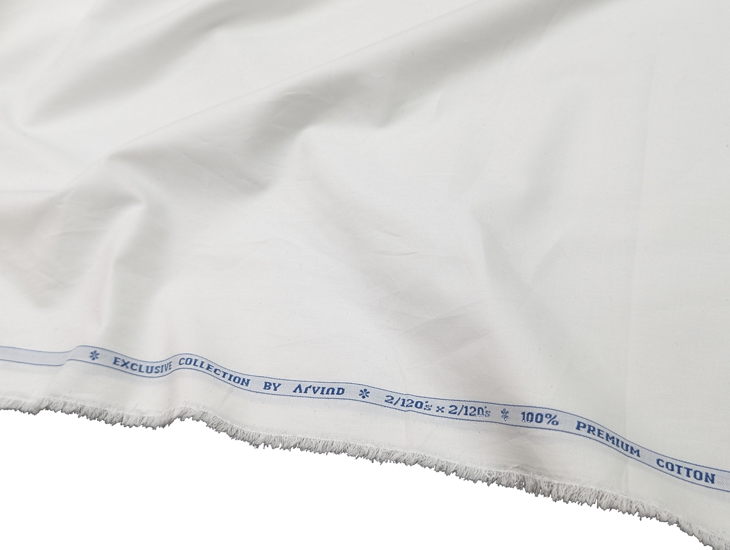 Arvind Exclusive Collection – 2/120s Premium Cotton Shirting Fabric (White)